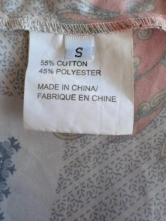 Vintage inspired Light Blue Floral Print Button-Up Blouse with Long Neck Tie - Picture 4 of 13